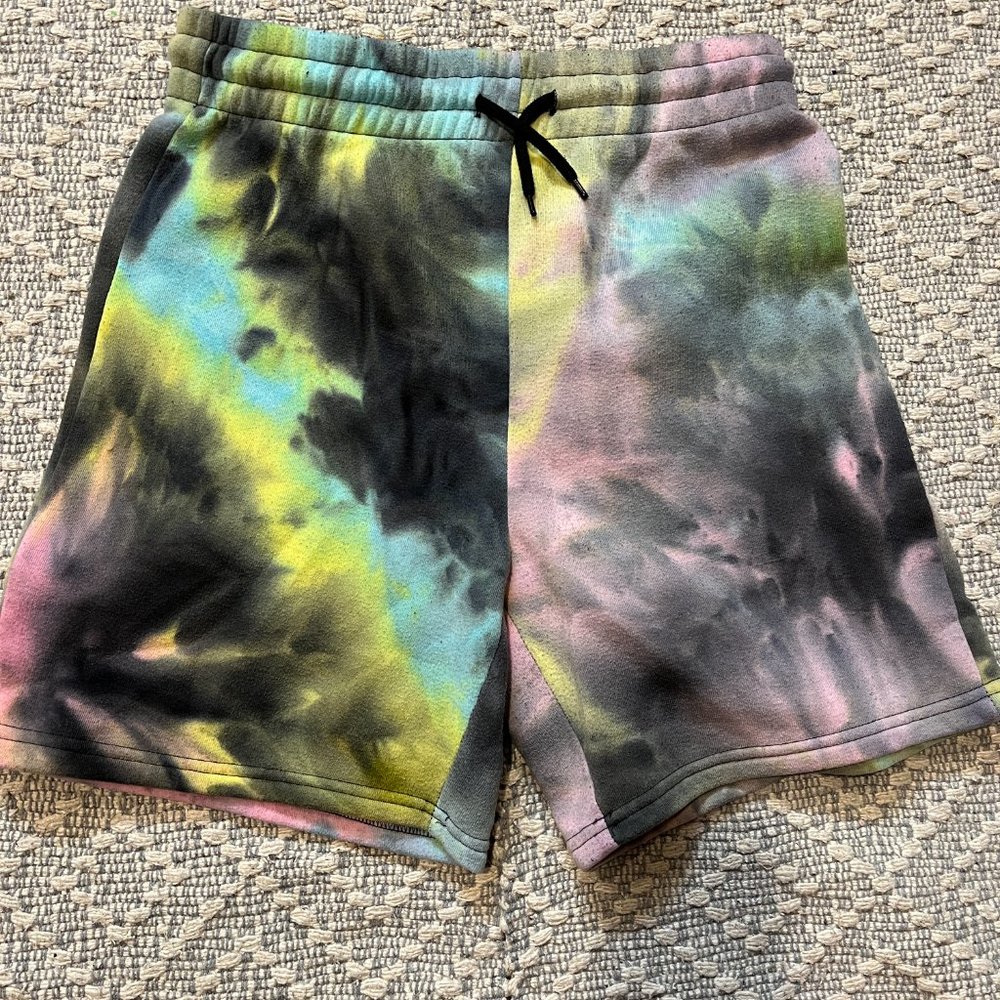 Bright Trippy Rainbow Tie Dye Shorts with Elastic